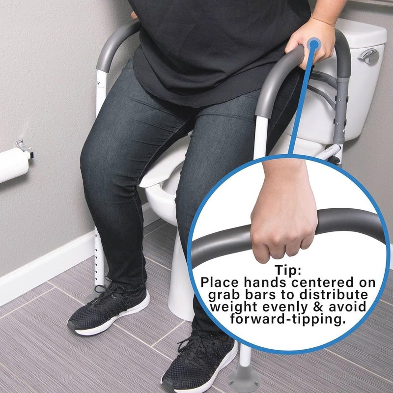 Vaunn إطار أمان مرحاض طبي فاخر قابل للتعديل وقابل للطي، مقبض مساعدة دراب بار للحمام - Image 4